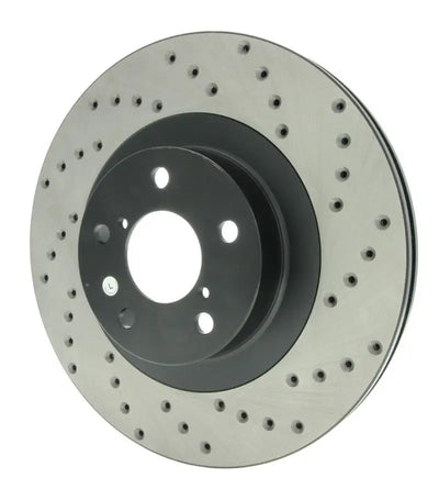WrX drilled left front brake rotor for improved stopping power and style