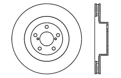 Automotive brake rotor diagram for StopTech 02-10 WRX drilled right front sport rotor
