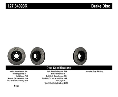 Stoptech StopTech 07-09 BMW 335 (E90/E92/E93) Slotted & Drilled Right Front Rotor
