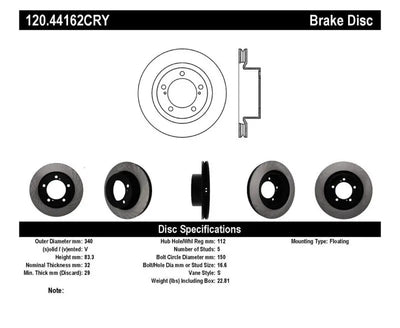 Stoptech 08-11/13-18 Toyota Land Cruiser Front Premium High Carbon Cryo Brake Rotor 