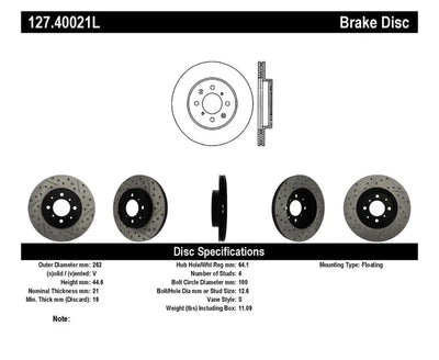 Stoptech StopTech 90-01 Acura Integra (exc. Type R) / 01-05 Honda Civic / 07+ Honda Fit / 93-97 Del Sol VTEC