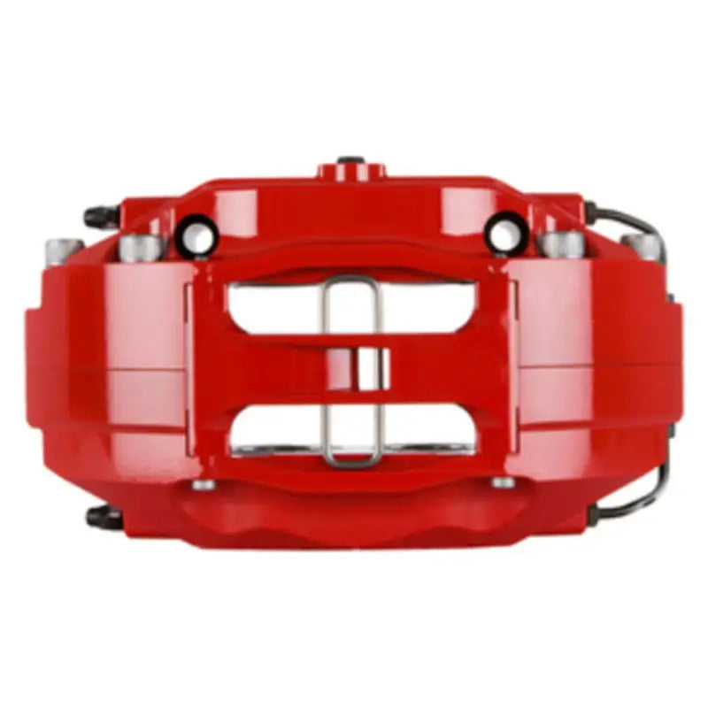 Red performance brake caliper on Acura NSX rear BBK with slotted 328x28mm rotors