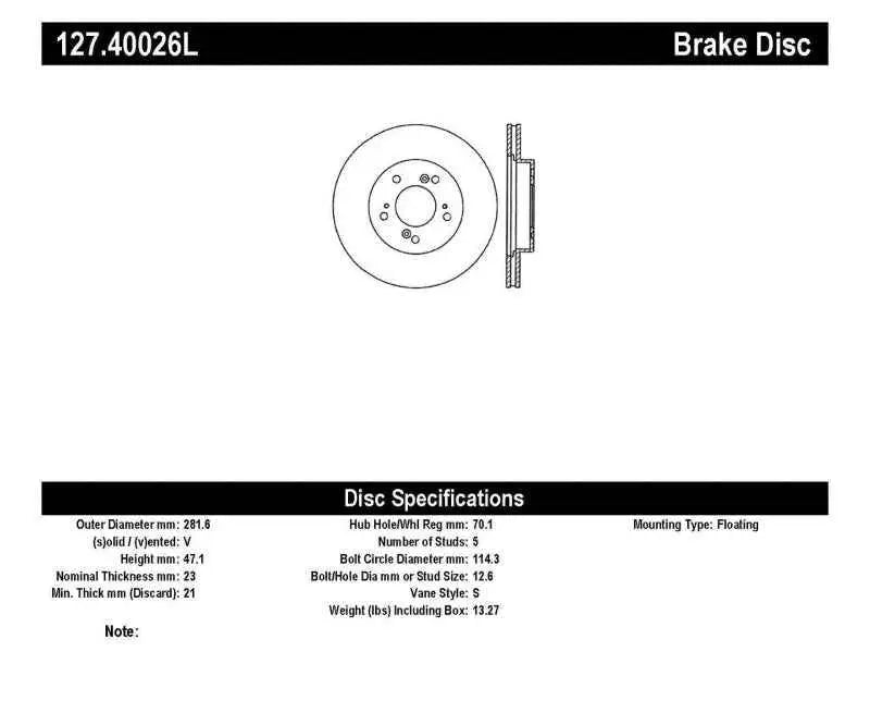 Stoptech 127.40026L