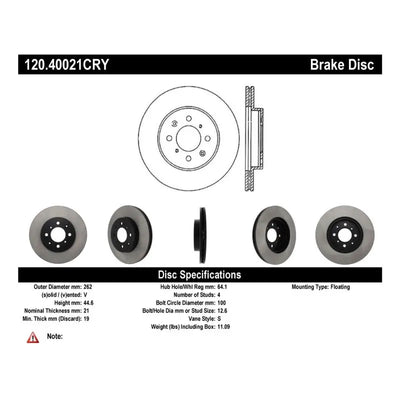Stoptech Acura & Honda Civic/Del Sol Front CRYO-STOP Rotor - Truck Automotive