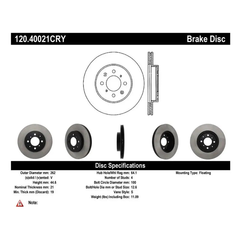 Stoptech Acura & Honda Civic/Del Sol Front CRYO-STOP Rotor - Truck Automotive