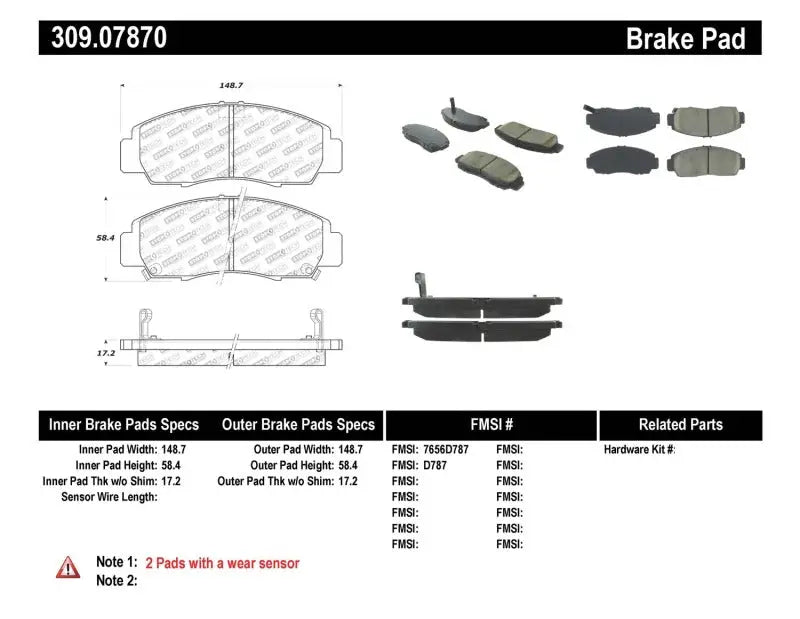 StopTech Performance 04-09 Acura TSX / 09 Accord V6 Coupe ONLY Front Brake Pads 