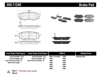 Stoptech StopTech Performance 06-10 Subaru Legacy Sedan/Outback/13 BRZ / 13 Scion FR-S Rear Brake Pads