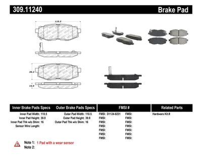 StopTech Performance 06-10 Subaru Legacy Sedan/Outback/13 BRZ / 13 Scion FR-S Rear Brake Pads 