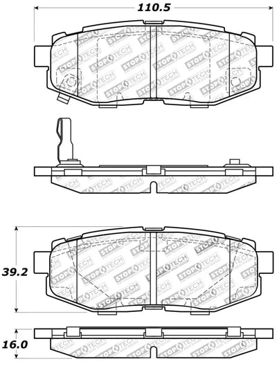 StopTech Performance 06-10 Subaru Legacy Sedan/Outback/13 BRZ / 13 Scion FR-S Rear Brake Pads 