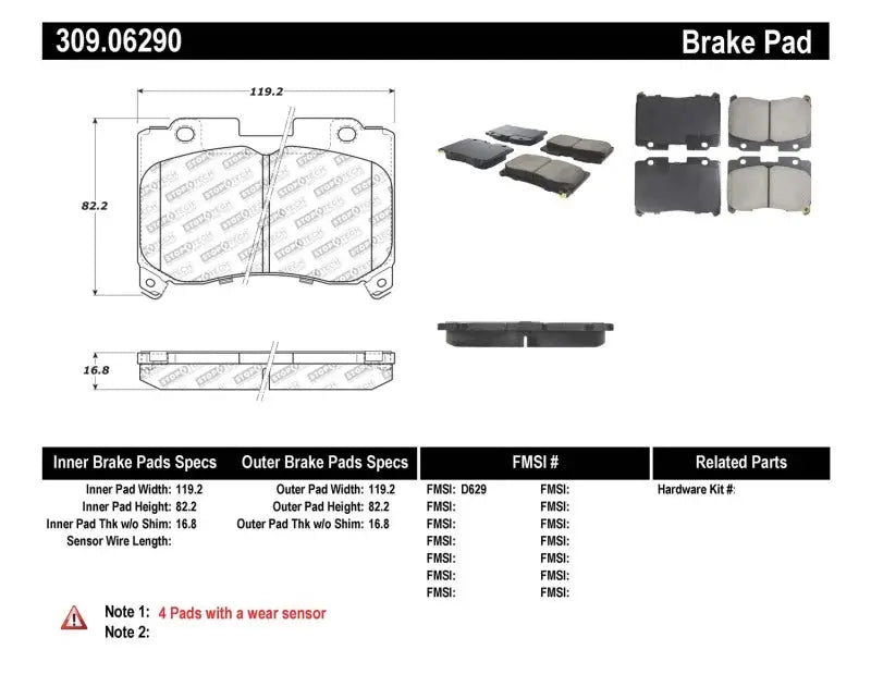 StopTech Performance 5/93-98 Toyota Supra Turbo Front Brake Pads 