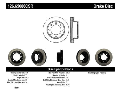 StopTech Power Slot 00-05 Ford Excursion / 99-04 F250/F350 Front Right Slotted CRYO Brake Rotor - Truck & Automotive