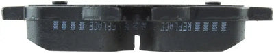 Black rear StopTech Street Brake Pads with central split for high-performance braking
