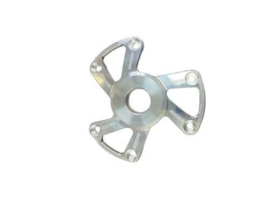 Silver metallic five-spoke clutch cover adapter for Polaris P22 in anodized red style