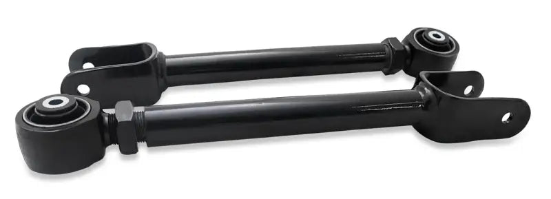 SuperPro 96-07 Jeep Wrangler TJ upper trailing arm set with black adjustable suspension control arms, bushings, and brackets