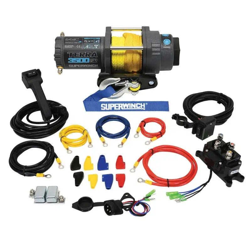 Superwinch 3500 LBS 12V DC 7/32in x 32ft Synthetic Rope Terra 3500SR Winch - Gray Wrinkle - 1135270
