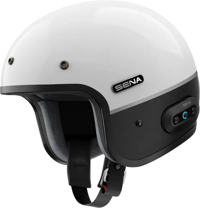 Surge Open Face Helmet W/Mesh Glossy White/Matte Black Lg - SENA