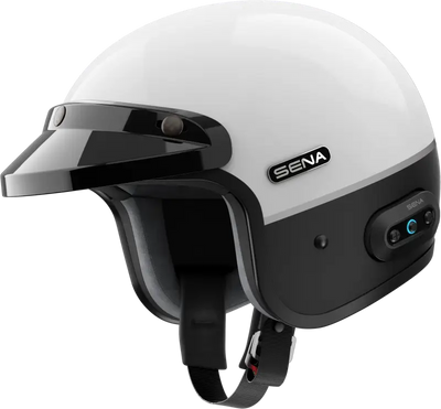 Surge Open Face Helmet W/Mesh Glossy White/Matte Black Lg - SENA