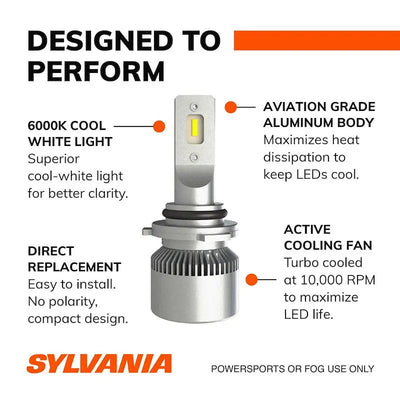 Sylvania Silverstar 9006SLBX2 LED fog light bulbs, 6000K cool white