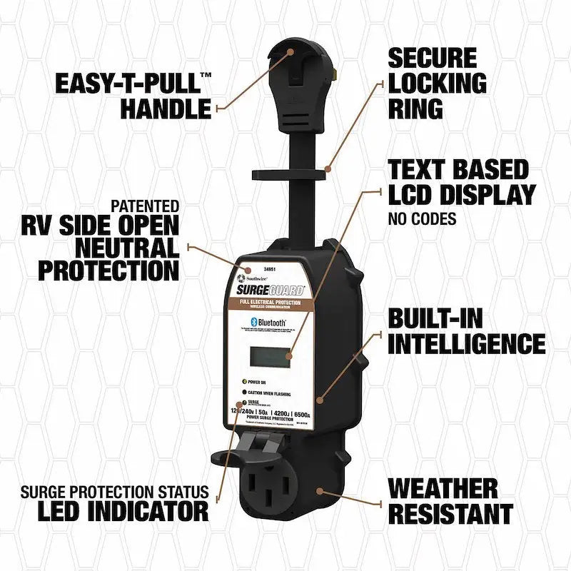 Technology Research Corp 34951 50A Portable Wireless Surge Guad - Protector
