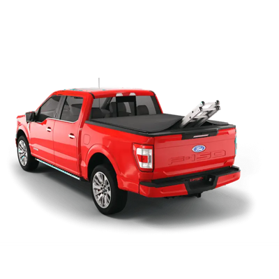 Red Ford F-150 pickup truck on tf1146-02 sawtooth tonneau cover model TF1146-02 Sawtooth