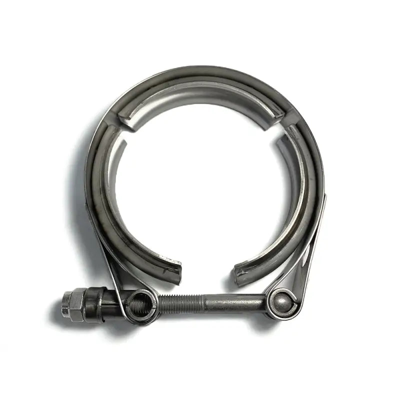 Stainless steel Ticon Industries 3.5in V-band clamp for secure pipe connection