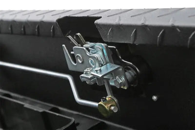 Tool Box Crossover Low Profile; Single Lid; Diamond Tread; Black Textured Powder Coated Aluminum; 69-3/4 Inch Length x