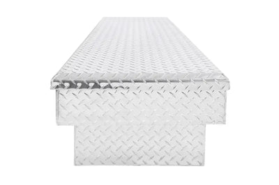 Tool Box Crossover; Single Lid; Diamond Tread; Silver; Aluminum; 69-3/4 Inch Length x 20 Width 12.2 Height; 8.4 Cubic
