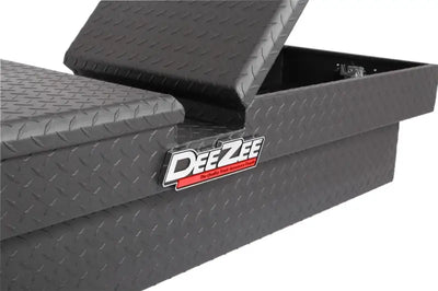 Tool Box Crossover Standard; Gull Wing; Diamond Tread; Black Textured Powder Coated Aluminum; 69-3/4 Inch Length x 20