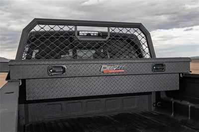 Tool Box Crossover Standard; Single Lid; Diamond Tread; Black Textured Powder Coated Aluminum; 69-3/4 Inch Length x 20