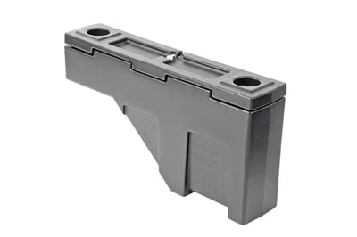 Tool Box Wheel Well; Single Reversible Lid; Black; Polyethylene; 37 Inch Top Length/ 14 Bottom Length x 7.75 Width 19.5