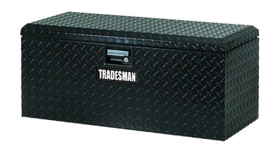 Tradesman aluminum ATV flush mount storage box, 32in black diamond plate with silver handle