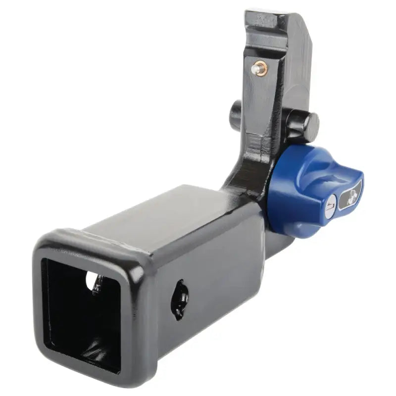 Black and blue trailer hitch rear Class III with 2-inch receiver and welds