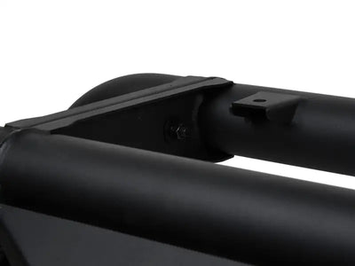 Black metal truck bed bar with 3 inch tubular frame and third brake light mount