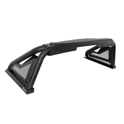 Truck Bed Bar Tubular Style; Mounts Five 6 Inch Round Or 3 Cube Lights; Black Textured Powder Coated Steel; With Side