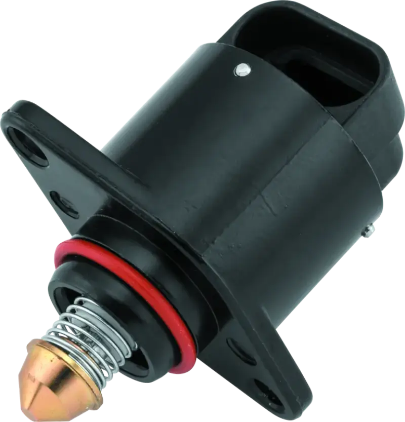 Black idle air control motor with spring for Twin Power bikes, replaces H-D 27568-06