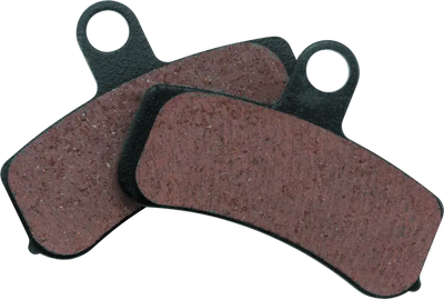 Two brown organic brake pads for Twin Power Softails and Dyna models