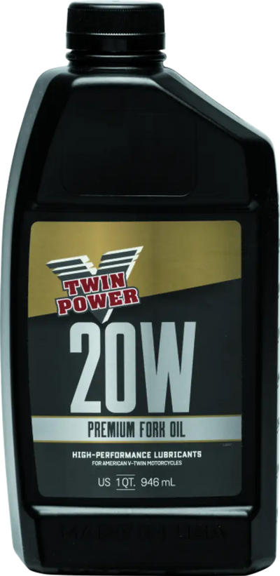 Black bottle of Twin Power 10W fork oil for smooth suspension rides