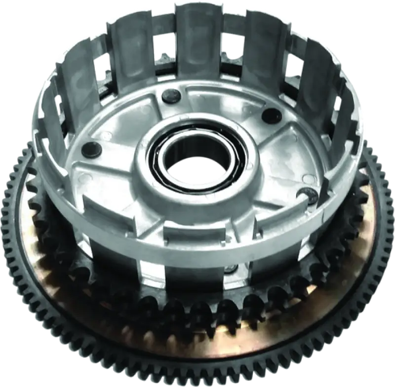 Silver metal clutch basket with gear for Twin Power 14 Up Touring floating rotor lug mount type