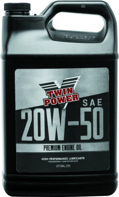 Twin Power 20W50 premium engine oil gallon for smooth engine performance