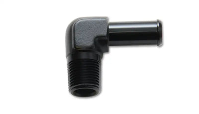 Black metal elbow fitting for fluid transfer in RV parts & accessories, 90 degree fitting