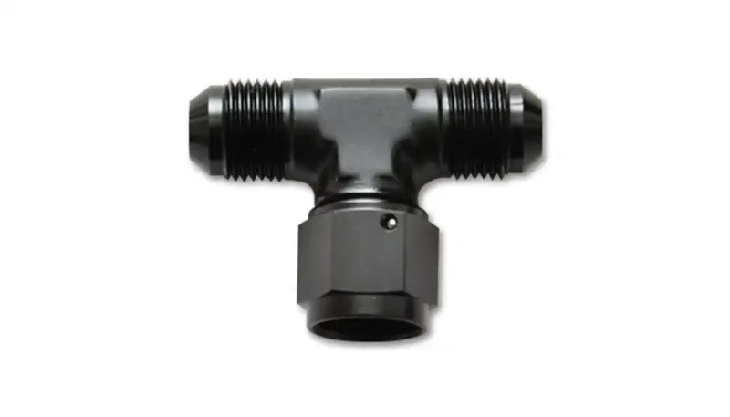 Black aluminum -4AN tee fitting with female swivel for vibrant -4AN tee setups