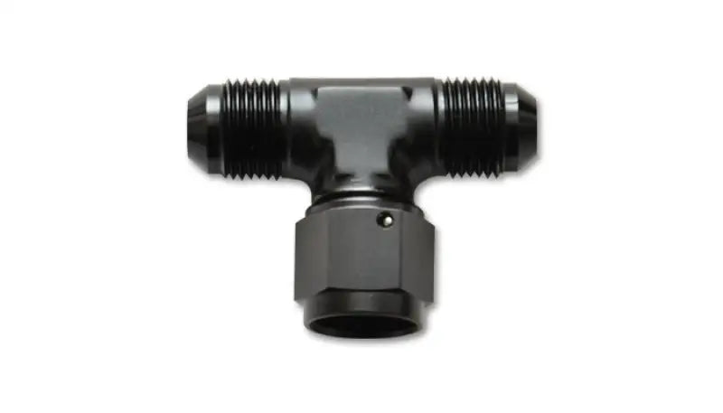 Black aluminum -4an tee fitting with female swivel for Vibrant -4an tee setup
