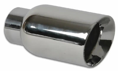 Vibrant 4in OD Round SS Exhaust Tip (Double Wall Angle Cut Beveled Outlet) 3in. ID Inlet - Truck & Automotive