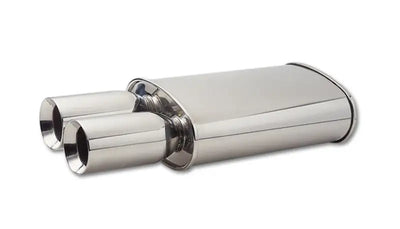 Vibrant StreetPower Oval Muffler w/ Dual 3.5in Round Tips Straight Cut Beveled Edge 2.5in inlet I.D. - Truck &
