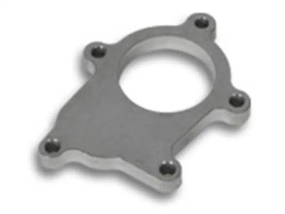 Metal adapter plate with mounting holes.