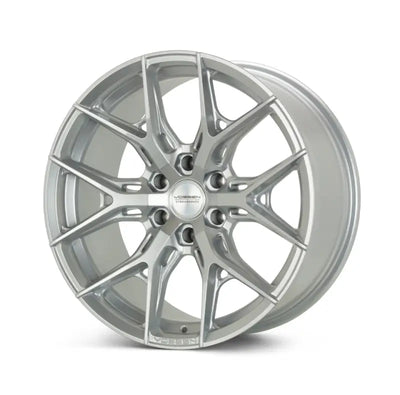 Vossen HF6-4 satin silver wheel with multi-spoke polished design