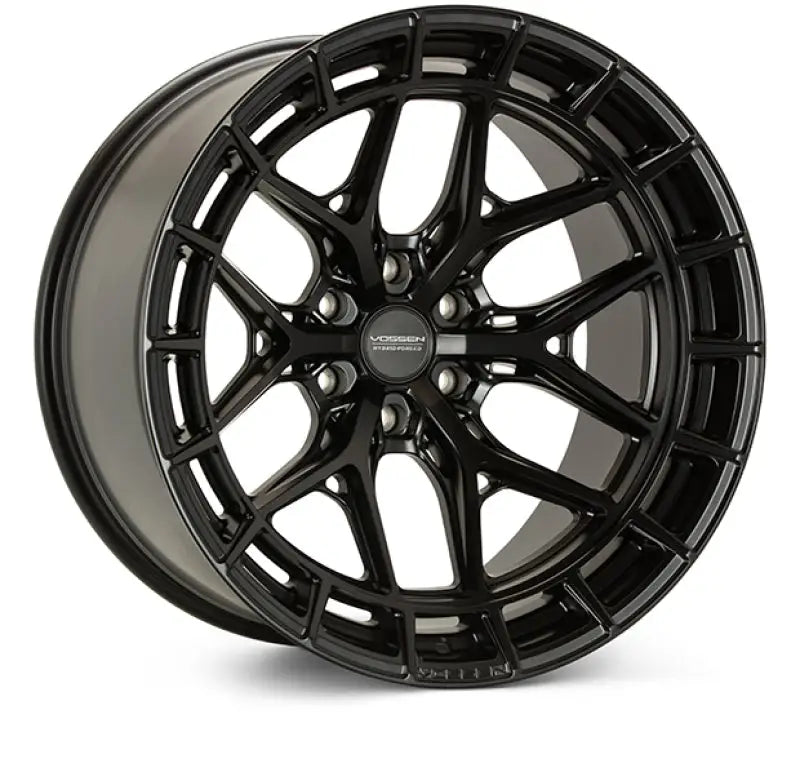 Black multi-spoke satin black wheel with ultra deep design on Vossen HFX-1 car rim