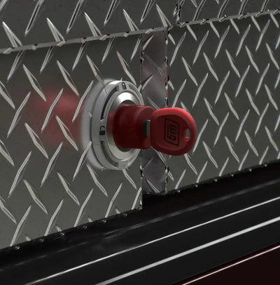 Weatherguard 70171R series 4 lock core with red key in silver lock