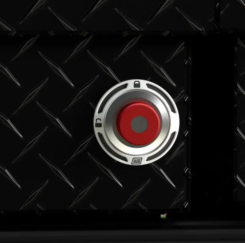 Weatherguard 70171R series 4 lock core with silver red button on black diamond plate