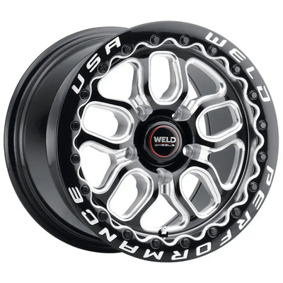 Black and silver performance wheel.